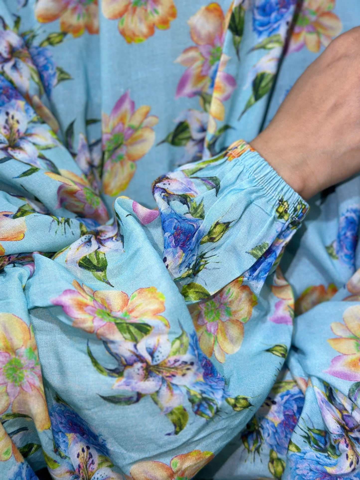 Floral Sky Blue Namaz Chador