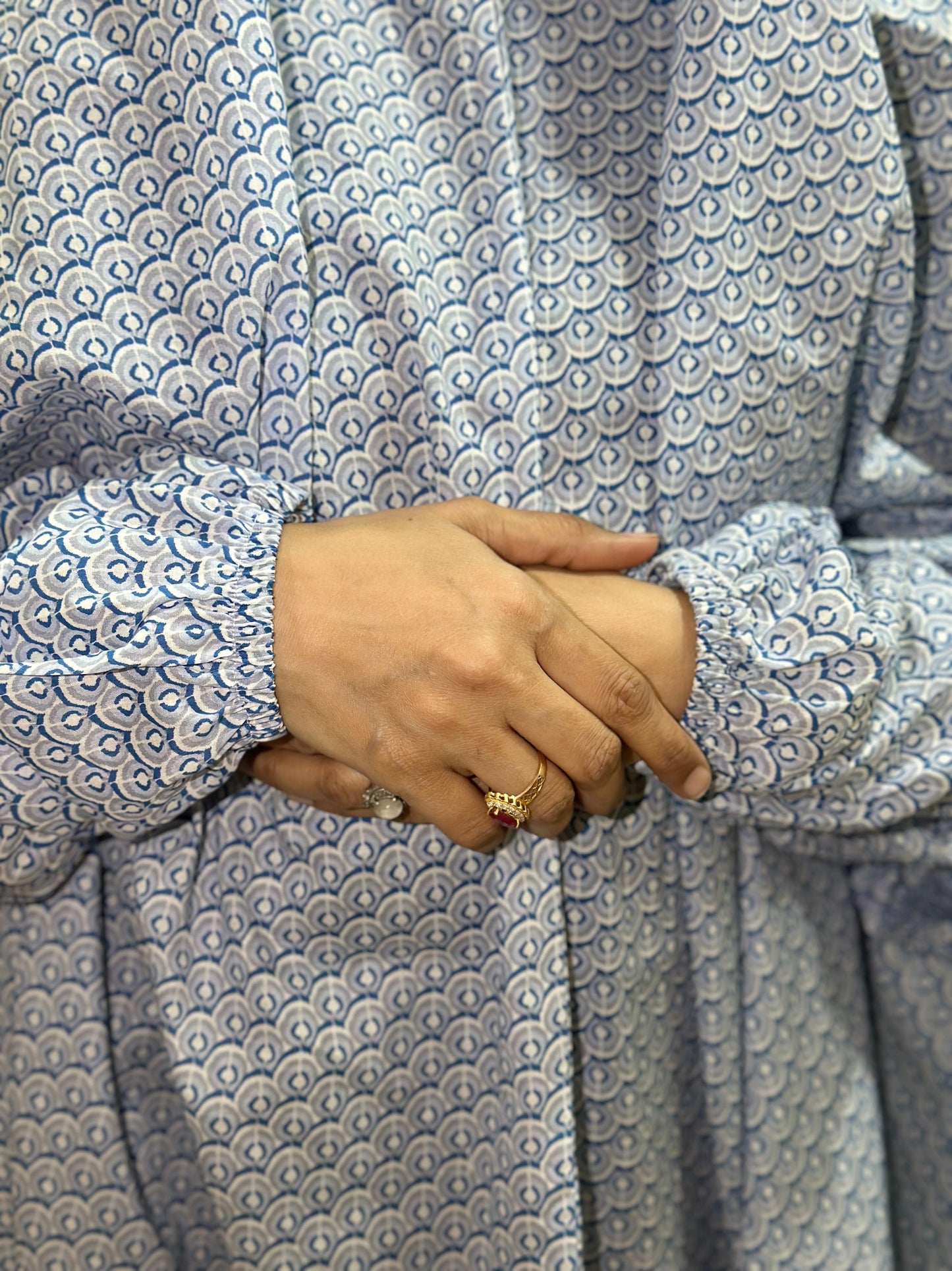 Blue Printed Namaz Chador – Soft & Comfortable Prayer Wear