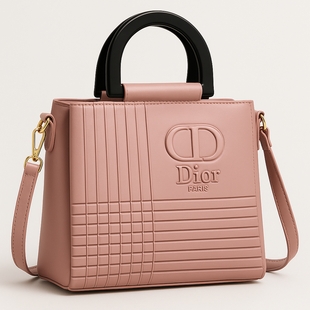Dior Paris Designer Handbag – Soft Pink with Stylish Black Handle