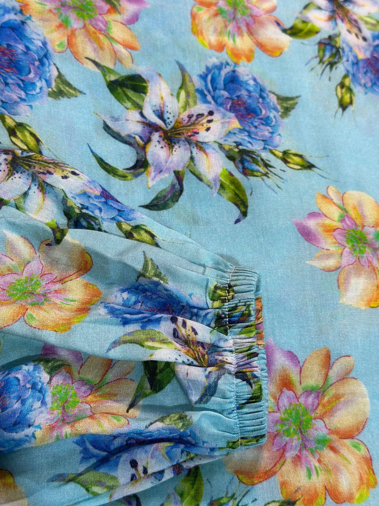 Floral Sky Blue Namaz Chador