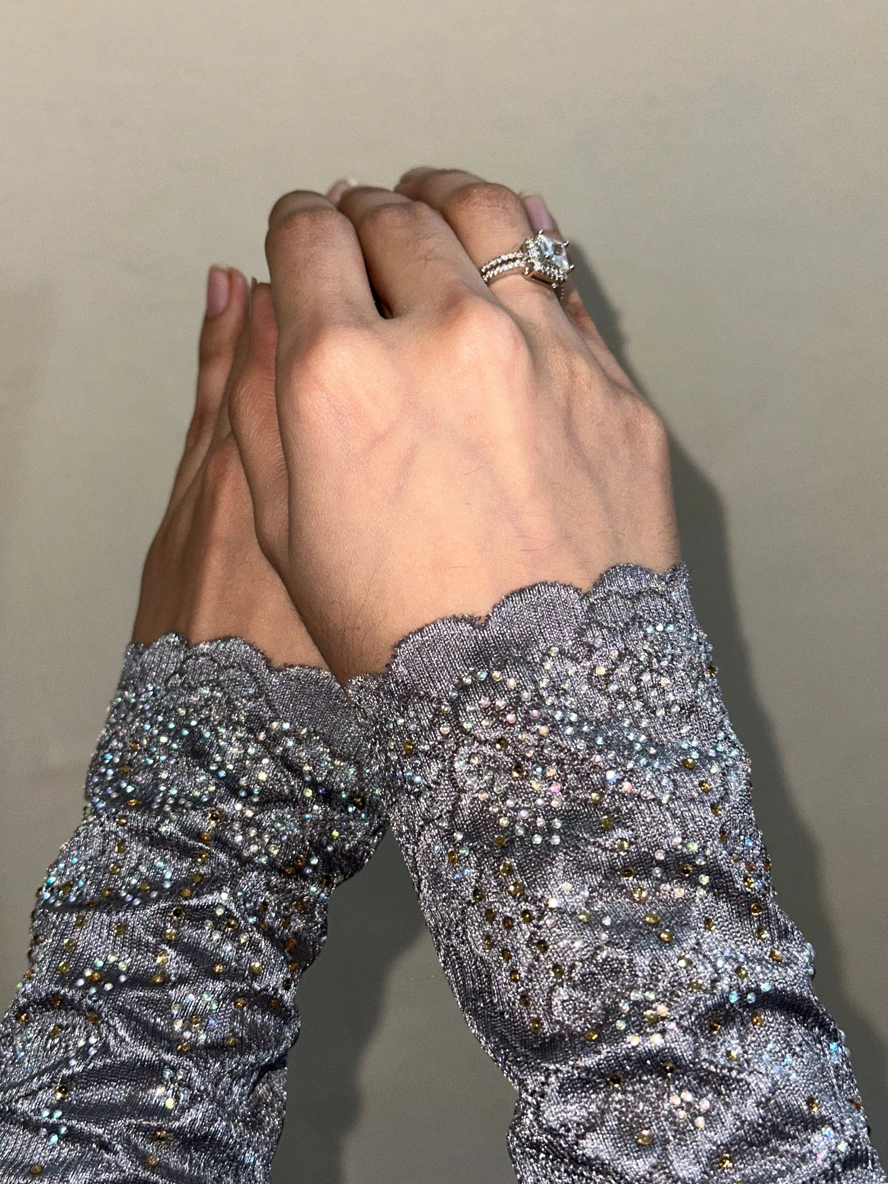 Elegant Silver Iranian Fancy Sleeves - Razia Hijab