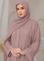 Luxury Mauve Embroidered Abaya with Hijab – Modest Islamic Wear for Women - Razia Hijab