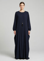 Minimal Plain Abaya with Sleeve Cuts – Premium Fabric, Front Button Detail | Modest Wear Abaya - Razia Hijab