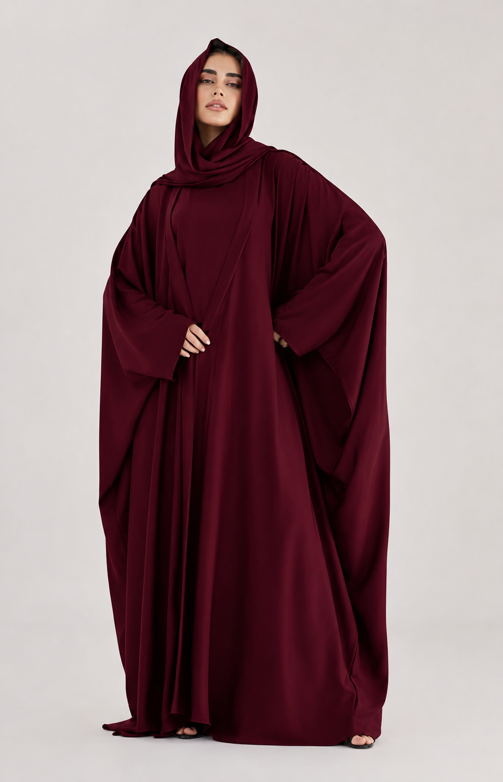 Burgundy Outer Abaya for Women | Elegant Modest Abaya
