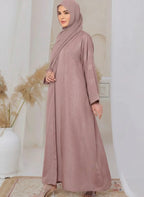 Luxury Mauve Embroidered Abaya with Hijab – Modest Islamic Wear for Women - Razia Hijab