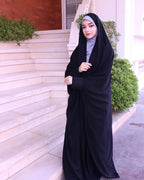Elegant Black Irani Abaya – Front Open with Embroidered Sleeves - Razia Hijab