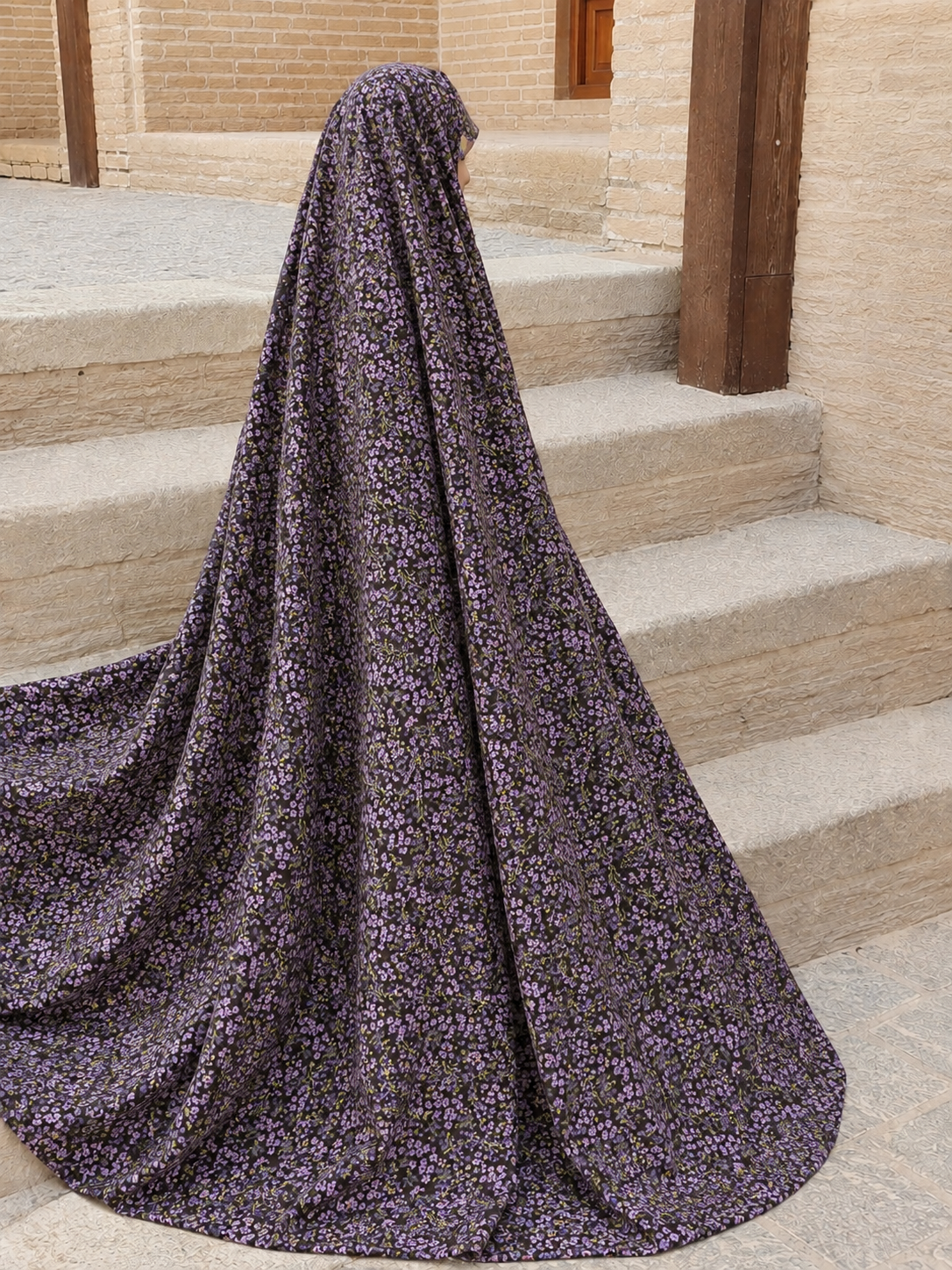 Printed Irani Chador – Soft Linen, Wrinkle-Free & Full Coverage