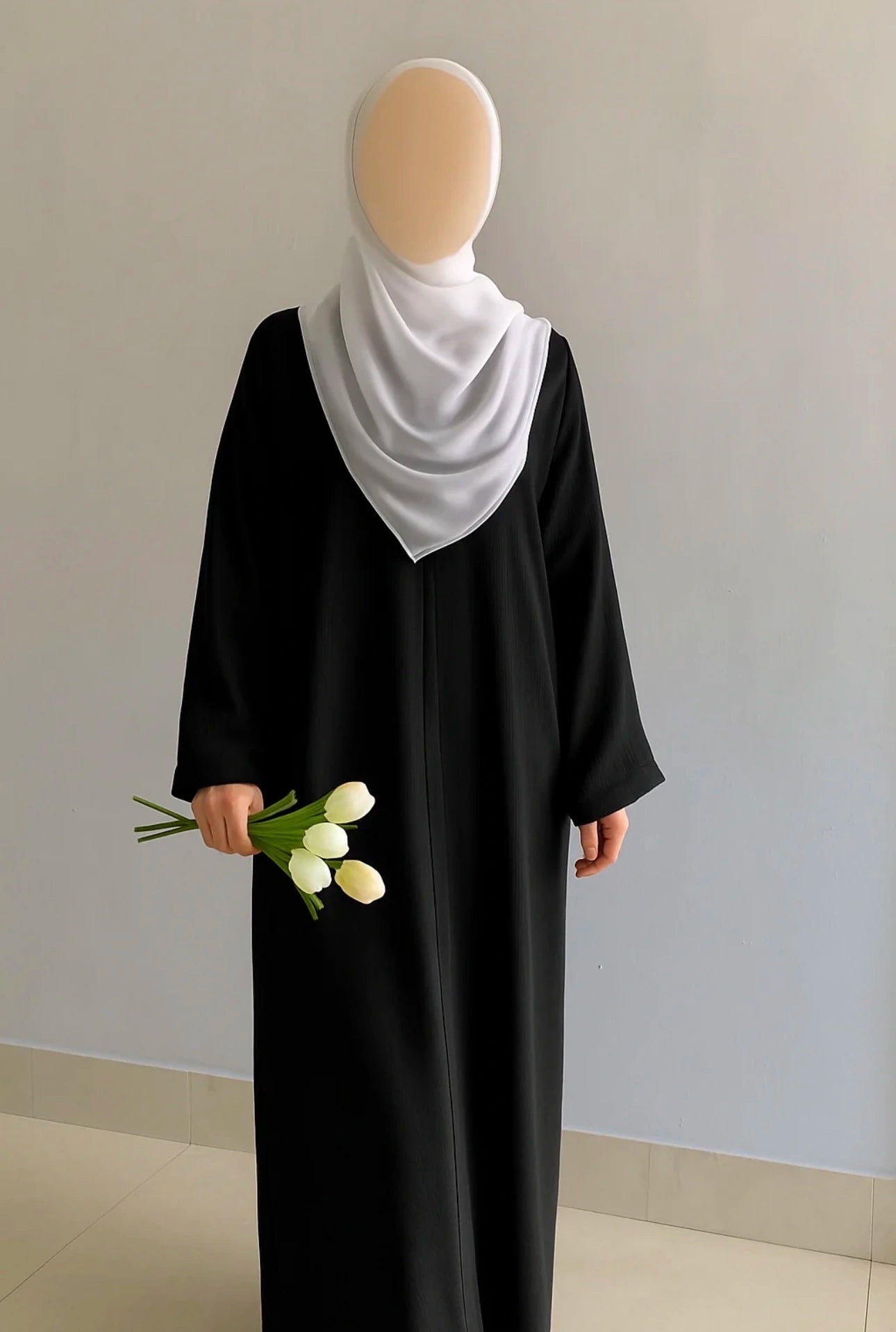 Everyday Front Open Abaya - Black