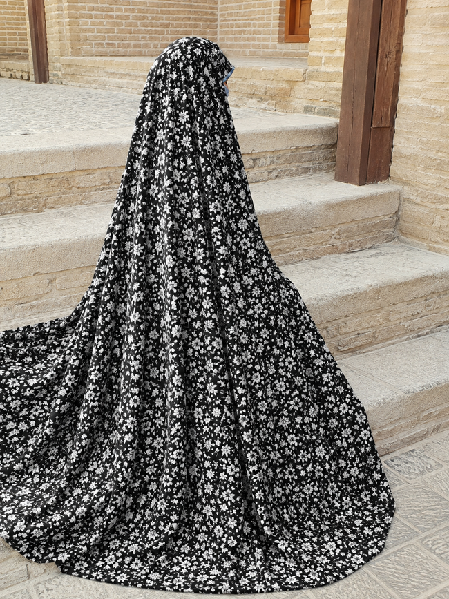 Printed Irani Chador – Soft Linen, Wrinkle-Free & Full Coverage Hover Image
