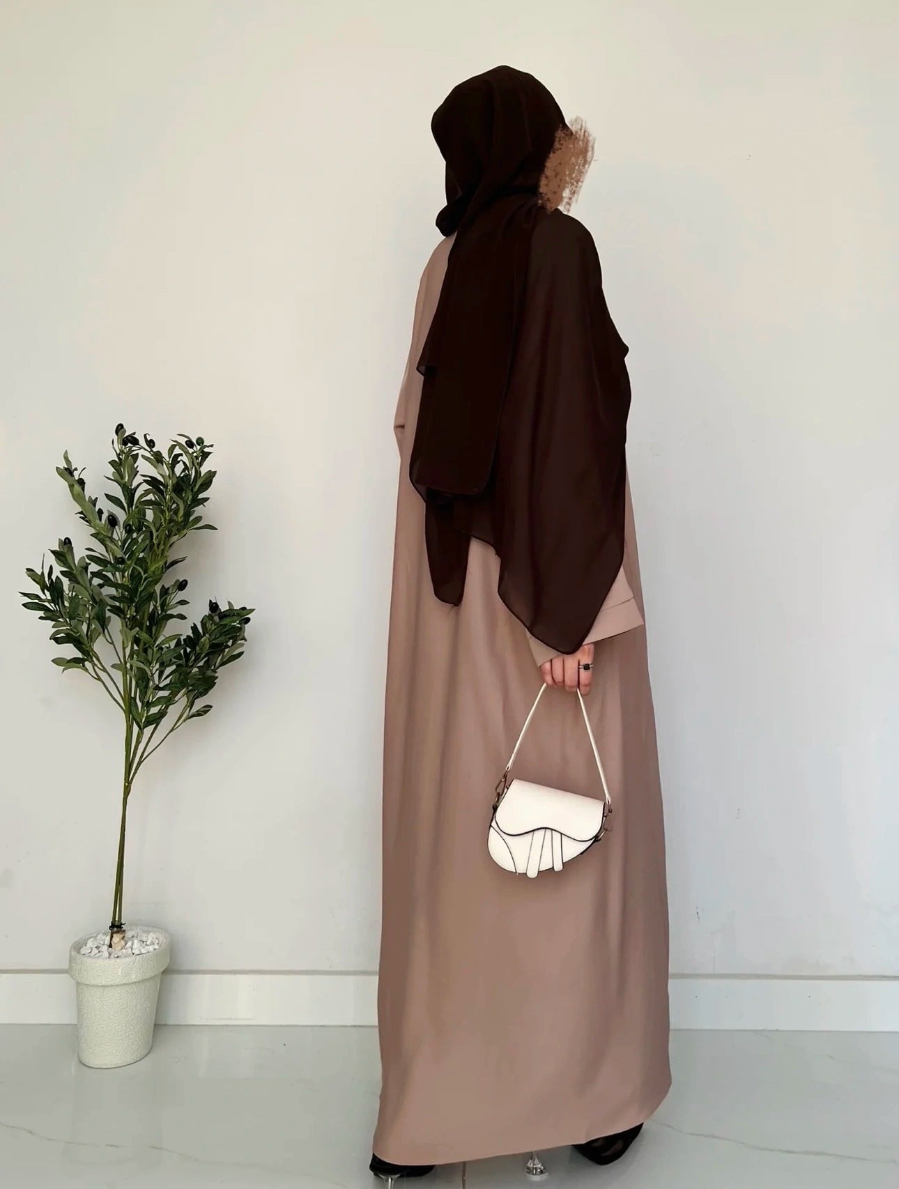 Everyday Front Open Abaya - Beige
