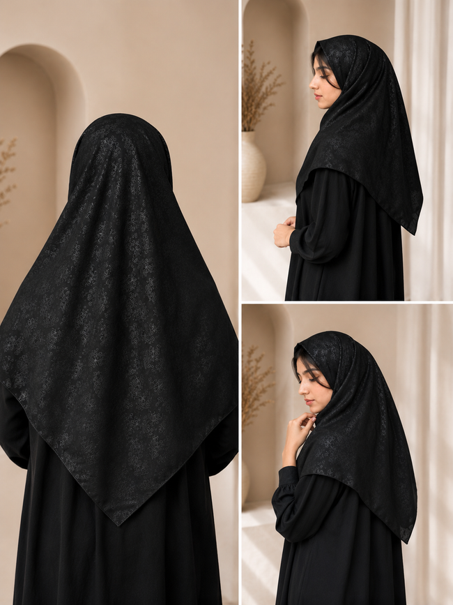 Irani Black Self-Print Maqna Main Image