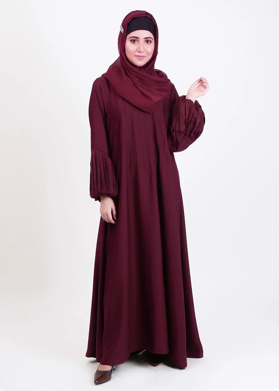 Aura Maroon Abaya - Razia Hijab