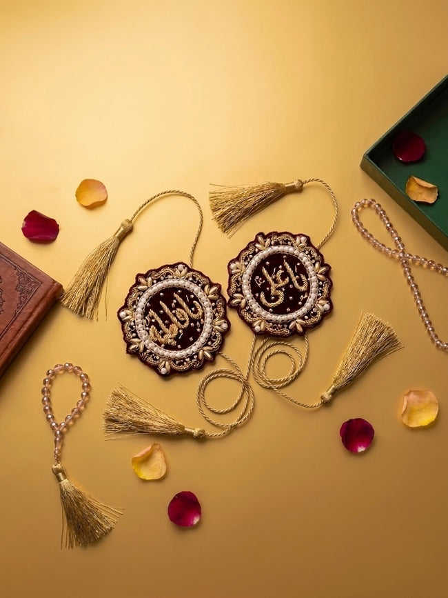 Premium Imam-e-Zamin Pair – Embroidered Islamic Wedding & Event Accessories Hover Image