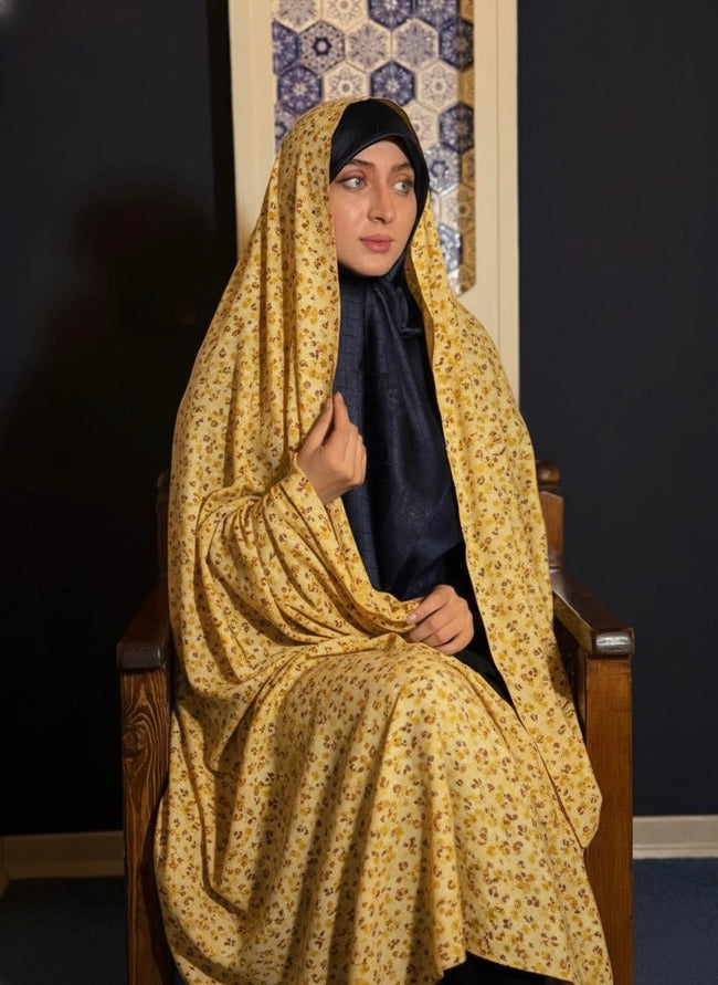 Premium Printed Irani Chador – Soft Linen fabric | Elegant Full Coverage Hijab - Razia Hijab Hover Image