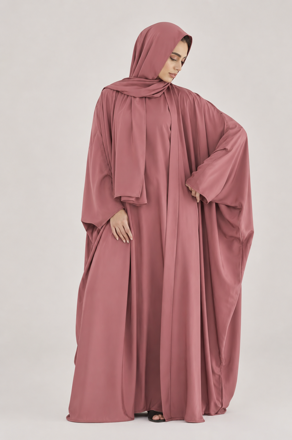 Dusty Rose Upper Abaya for Women | Modest Outer Abaya