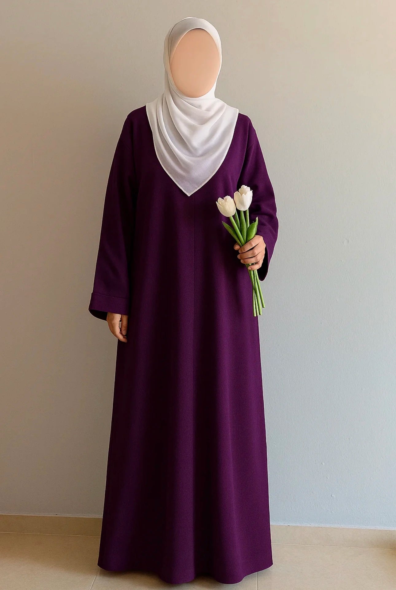 Everyday Front Open Abaya - Indigo
