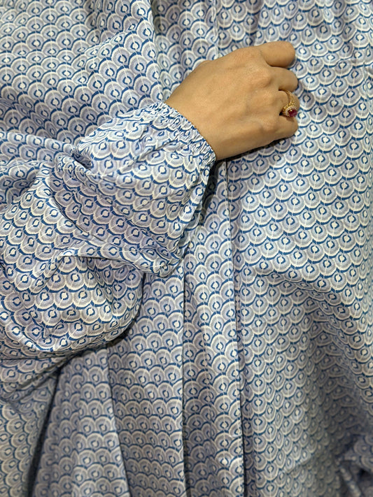 Blue Printed Namaz Chador – Soft & Comfortable Prayer Wear