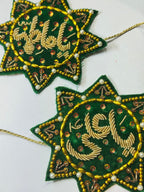Handmade Green Velvet Imam Zamin – Gold Embroidery, Beads & Pearls for Nikah & Weddings - Razia Hijab