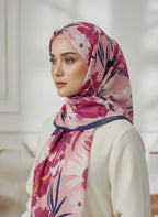 Premium Rose Pink Floral Lawn Hijab - Razia Hijab