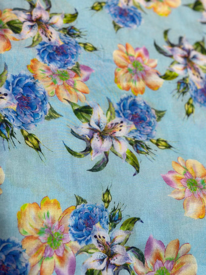 Floral Sky Blue Namaz Chador