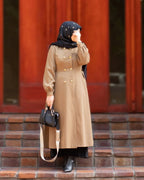 IRANI (BISCUIT BROWN) COAT FRONT OPEN STYLE - Razia Hijab