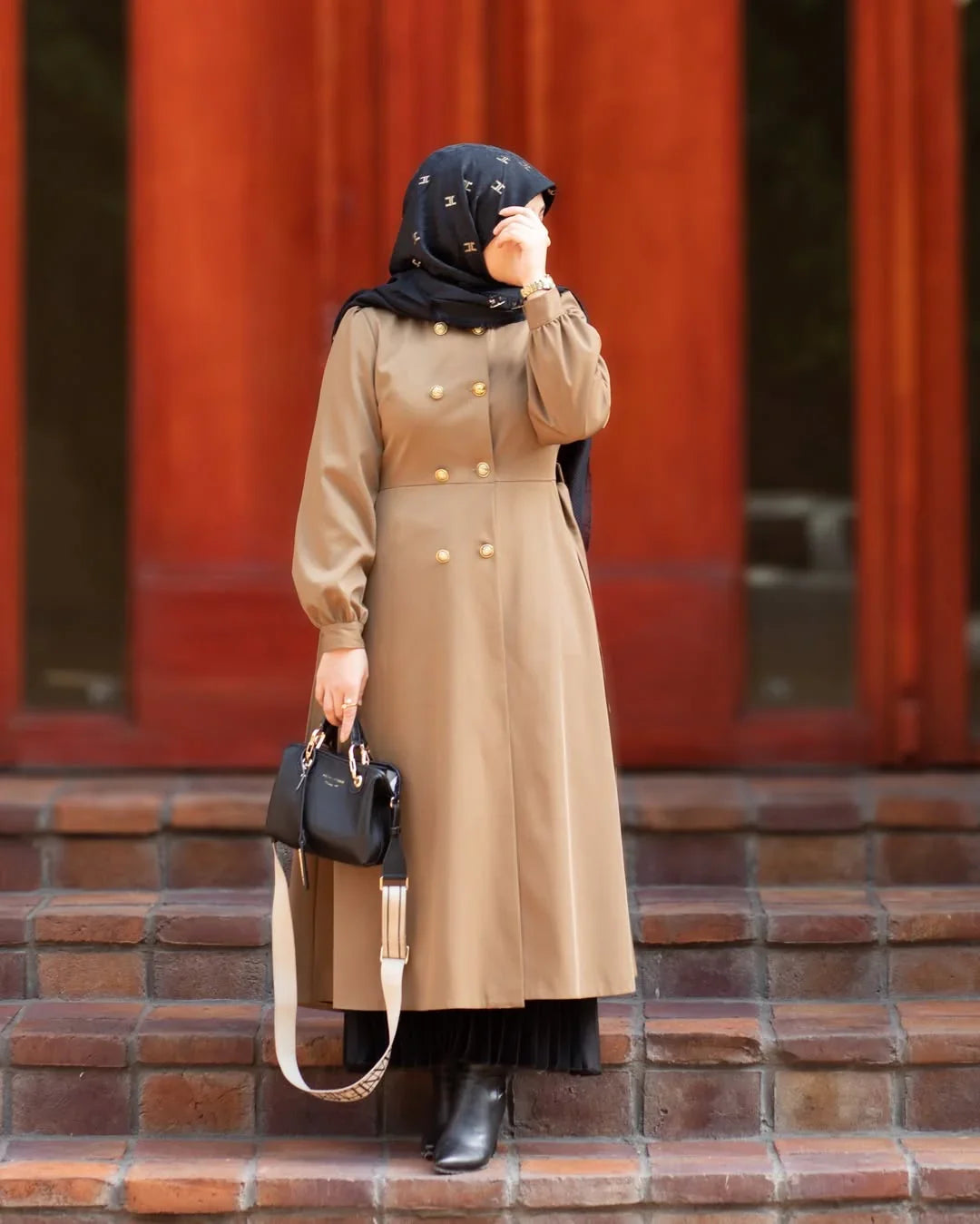 IRANI (BISCUIT BROWN) COAT FRONT OPEN STYLE - Razia Hijab