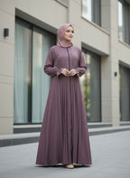 Amara Pleated Executive Abaya – Dusty Mauve - Razia Hijab