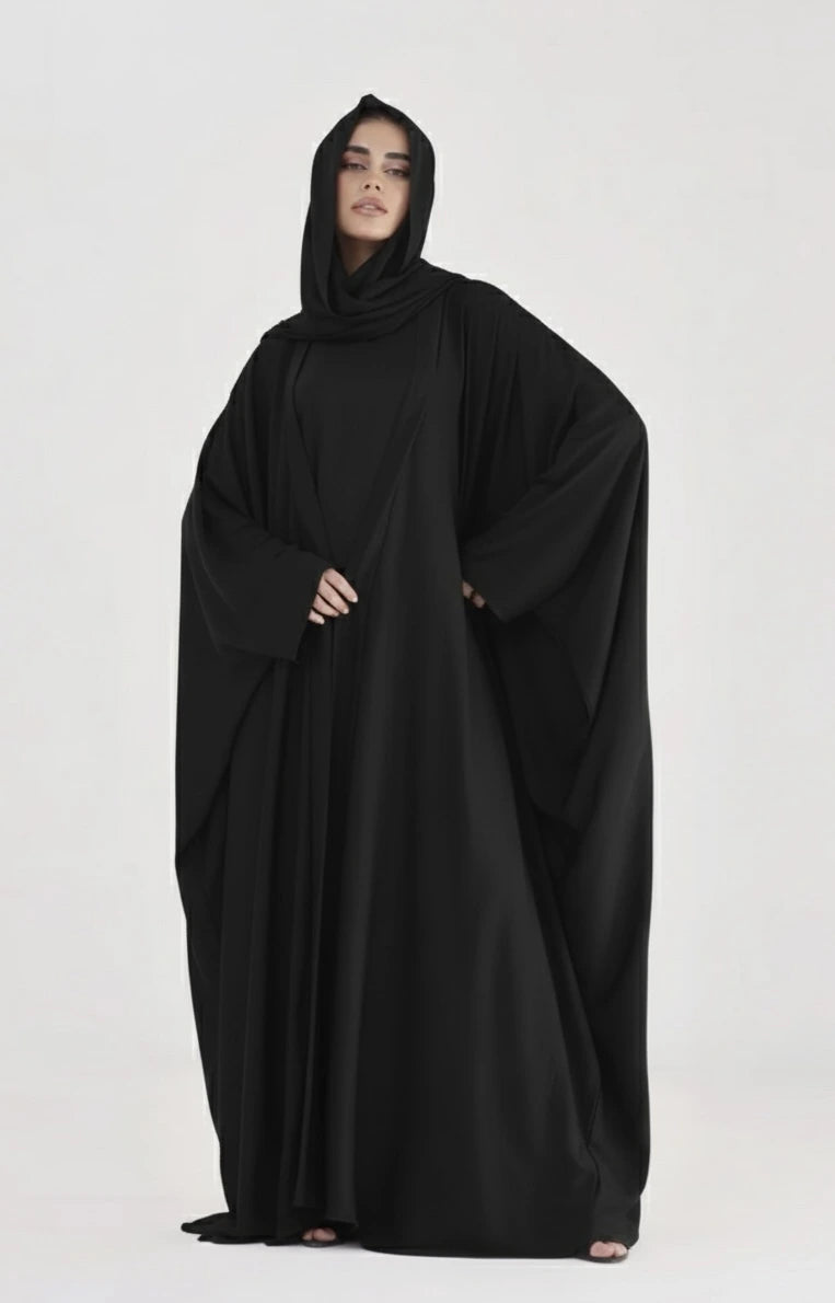 Luxe Layer Farasha Cut Abaya - Black