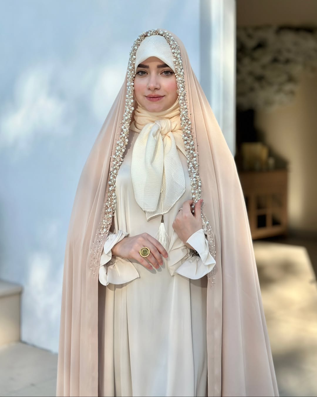 FESTIVE HANDWORK BRIDAL CHADOR (CREAM)