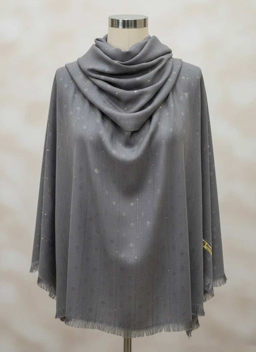 Slate Grey Textured Shimmer Hijab – Elegant Metallic - Razia Hijab