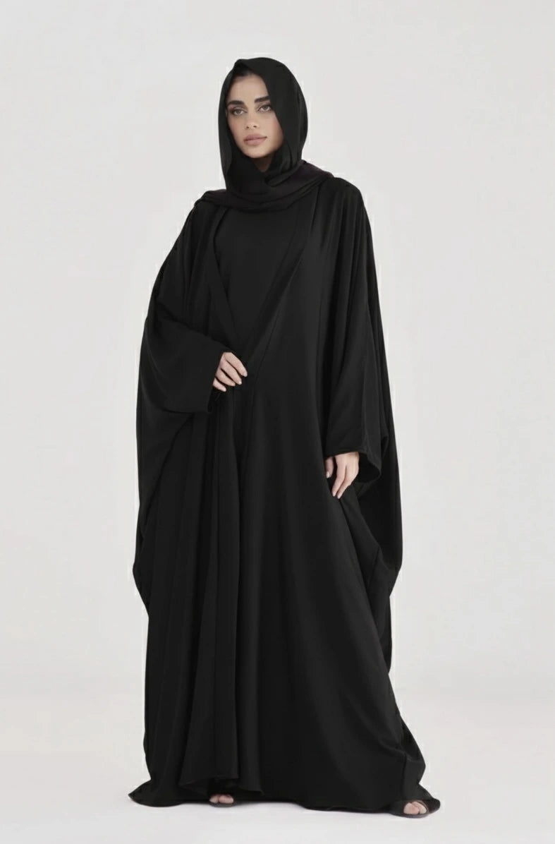 Luxe Layer Farasha Cut Abaya - Black