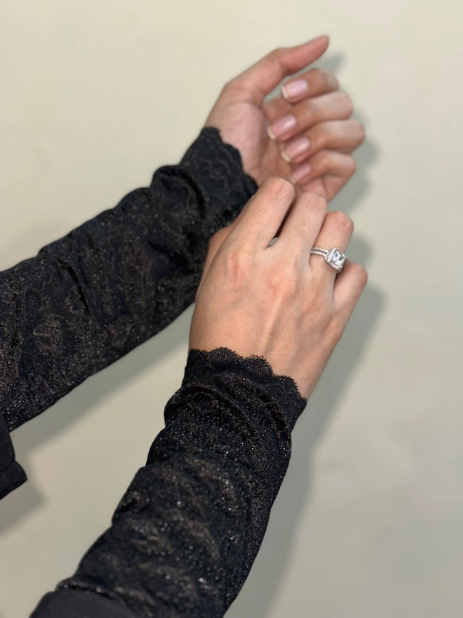 Elegant Black Lace Sleeves - Razia Hijab Hover Image