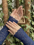 Premium Floral Lace Arm Sleeves – Navy Blue