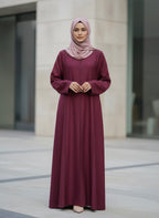 Elegant Maroon Closed Abaya for Women | Premium Modest Wear - Razia Hijab