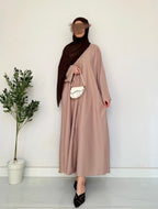 Everyday Front Open Abaya - Beige