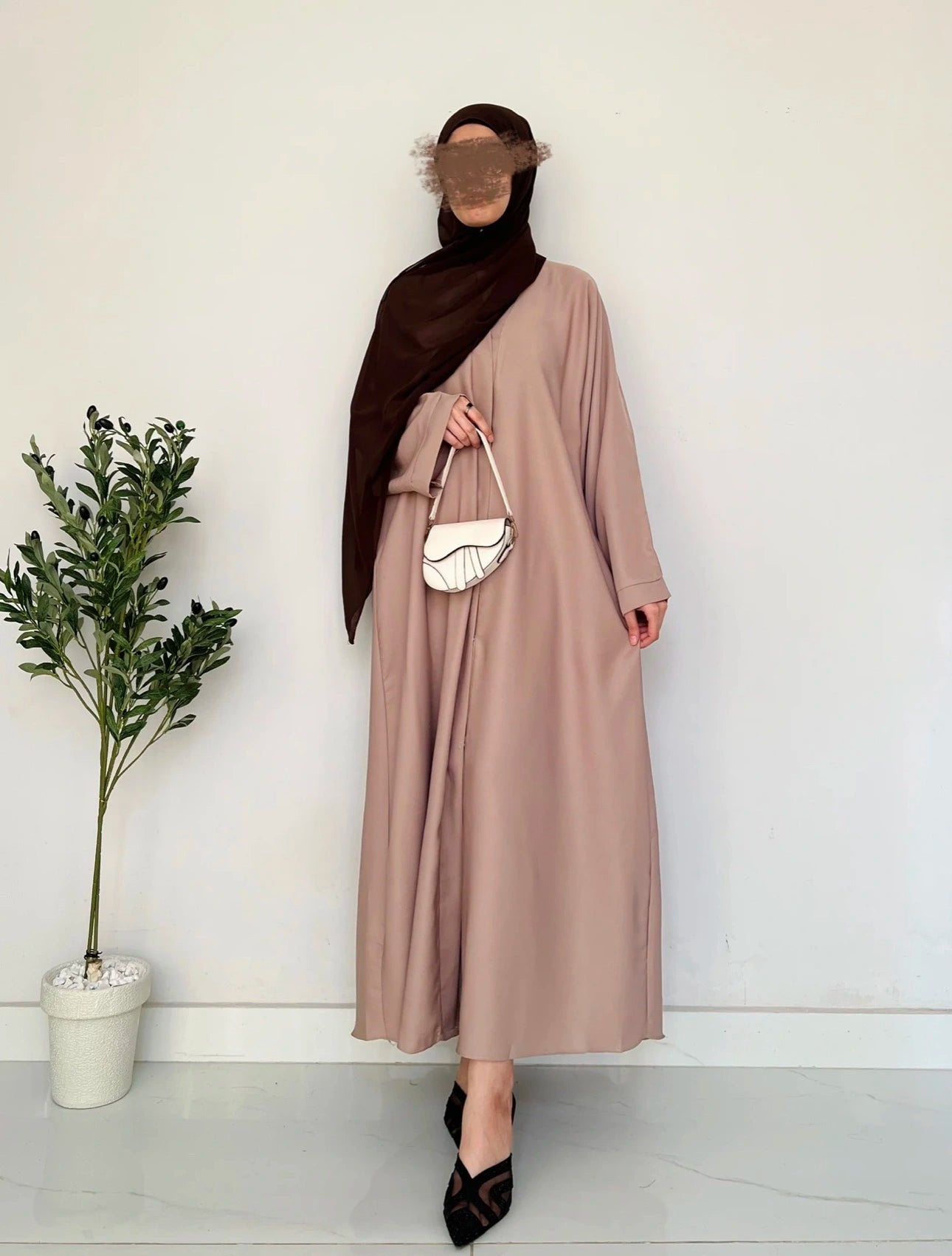 Everyday Front Open Abaya - Beige