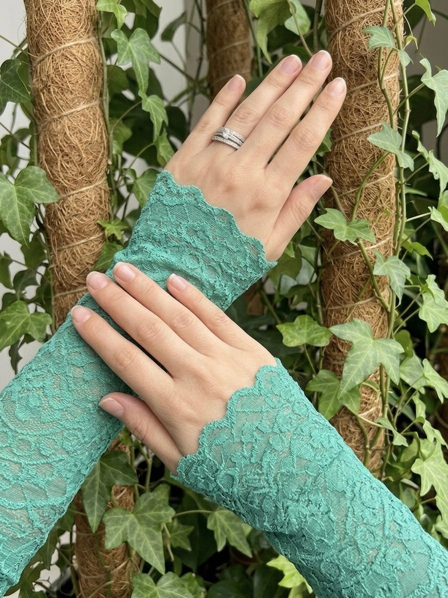 Premium Lace Arm Sleeves | Mint Green