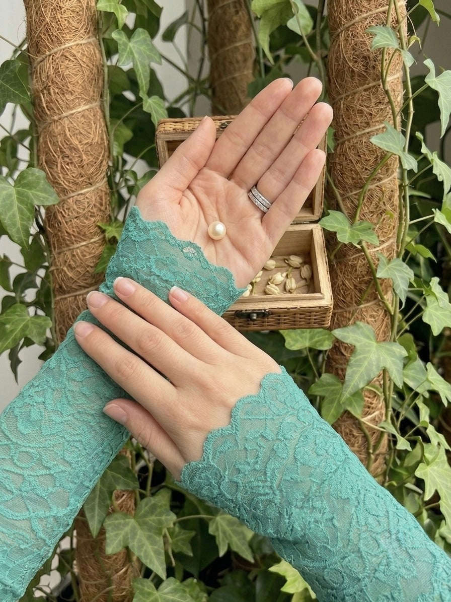 Premium Lace Arm Sleeves | Mint Green