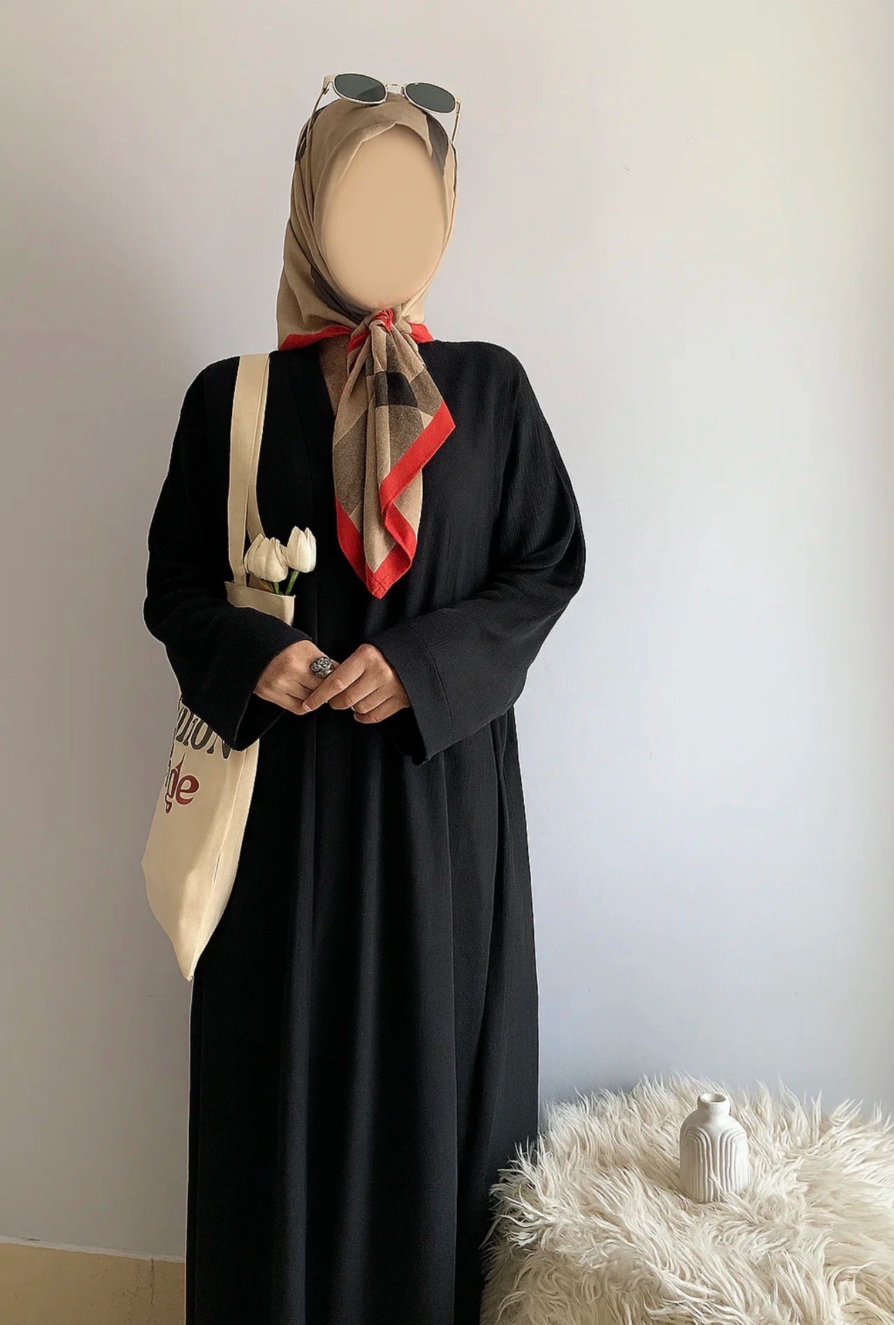 Everyday Front Open Abaya - Black