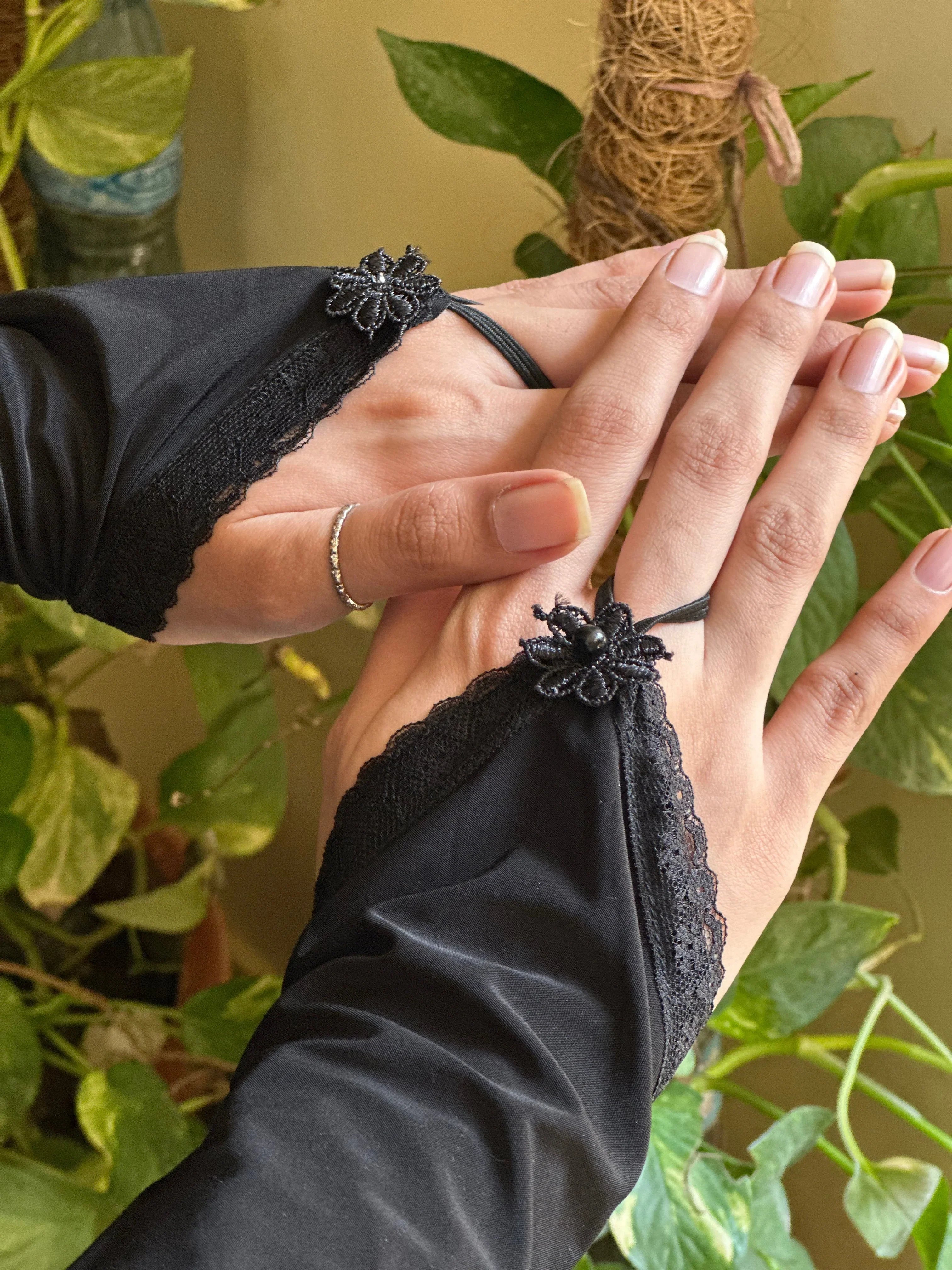 Black Iranian Finger Loop Sleeves - Razia Hijab