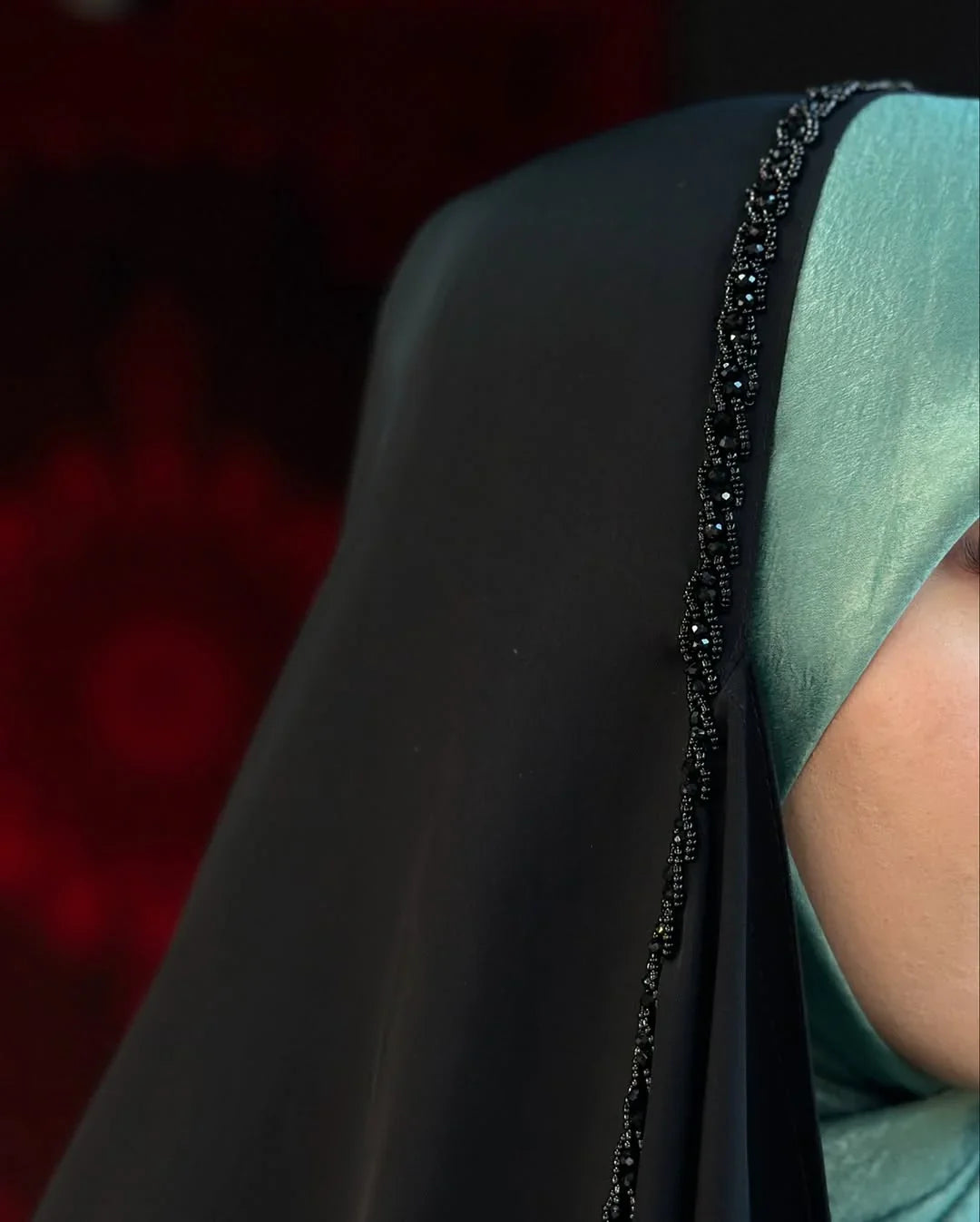 Elegant Black Irani Abaya – Front Open with Drawstring Sleeves - Razia Hijab