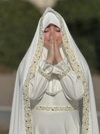 Luxury White Pearl-Embellished Nikah Bridal dress | Modest Hijab Wedding Dress | Handcrafted Beaded Muslim Bridal Wear - Razia Hijab