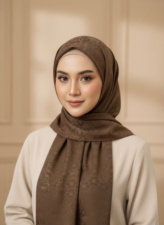 Premium Self-Print Floral Lawn Hijab Main Image