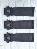 Premium Iranian Pleated Arm Sleeves with Bow – Elegant Modest Hijab Sleeves | Grey