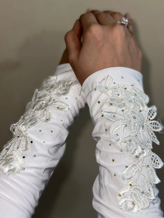 Luxury White Iranian Sleeves - Razia Hijab Hover Image