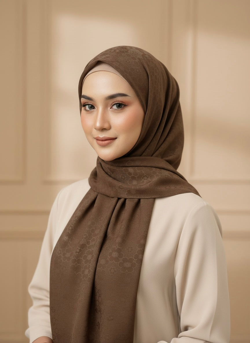 Premium Self-Print Floral Lawn Hijab - Razia Hijab