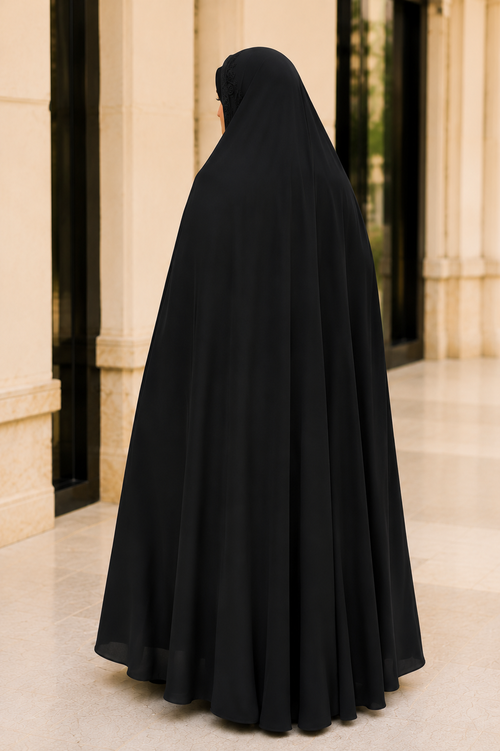 Iranian Premium Black Lace Work Chador