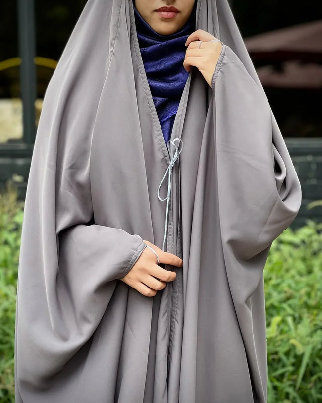 Elegant Irani Abaya with Dori Sleeves and Front Dori Closure - Razia Hijab Hover Image