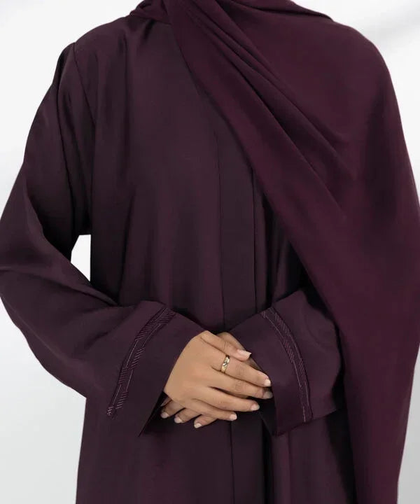 Embroidered Button Through Abaya - Razia Hijab Hover Image