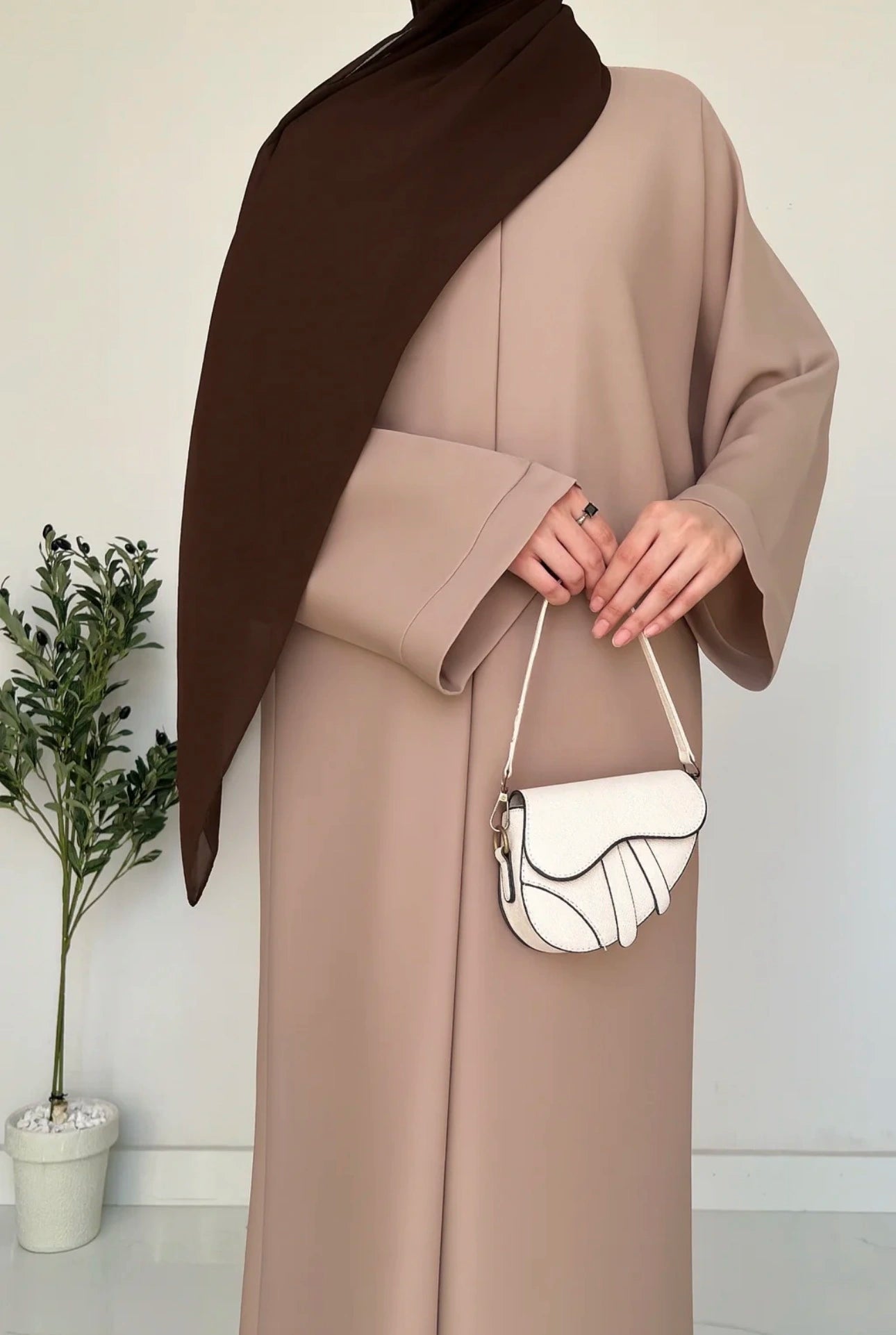 Everyday Front Open Abaya - Beige
